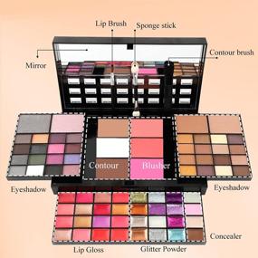 img 3 attached to Ultimate All-In-One Makeup Gift Set: 74 Colors Makeup Kit with Eyeshadows, Lip Gloss, Glitter Cream, Concealer, Blusher, Bronzer, Highlight and Contour - Full Kit for Women