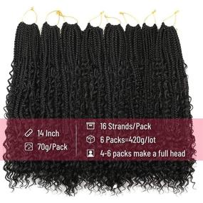 img 2 attached to 🔥 Косицы-коробочки Lsybeauty Goddess Box Braids Crochet Hair 14 дюймов: Boho Braids Crochet Hair 6 пакетов с 3x Кудрявыми концами - Предварительно закрученные бохо косицы-коробочки богини синтетические наращивания волос