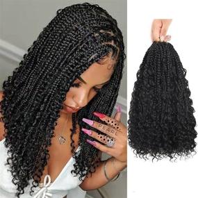 img 4 attached to 🔥 Косицы-коробочки Lsybeauty Goddess Box Braids Crochet Hair 14 дюймов: Boho Braids Crochet Hair 6 пакетов с 3x Кудрявыми концами - Предварительно закрученные бохо косицы-коробочки богини синтетические наращивания волос