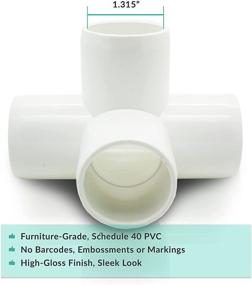 img 3 attached to 4-Pack 1 Inch PVC Elbow Fittings - 1CAMO 4-Way Tee PVC Connectors, SCH 40, White - Ideal for Heavy Duty Furniture Construction with 1 Inch PVC Pipe