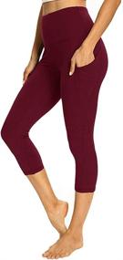 img 4 attached to 🩳 Women's Capri Yoga Pants with Pockets - High Waist Tummy Control Leggings for Workout Running - Soft and Stretchy