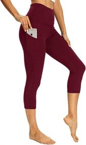 img 2 attached to 🩳 Women's Capri Yoga Pants with Pockets - High Waist Tummy Control Leggings for Workout Running - Soft and Stretchy