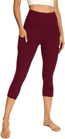 img 3 attached to 🩳 Women's Capri Yoga Pants with Pockets - High Waist Tummy Control Leggings for Workout Running - Soft and Stretchy