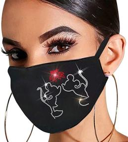 img 4 attached to Salliy Crystal Face Masks - Sparkly Diamond Masquerade Mesh Mask 💎 for Halloween Costumes, Night Club Parties - Mouth Jewelry for Women and Girls