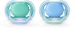 philips avent ultra air pacifier scf244/22 - 6-18 months, blue/green, 2-pack logo