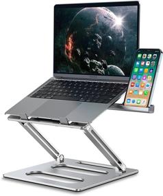 img 4 attached to 💻 Xuenair Adjustable Laptop Stand: Ergonomic Holder for MacBook Pro/Air and Dell XPS Laptops up to 17 Inches - Foldable & Portable Silver Stand with Phone Holder