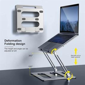 img 3 attached to 💻 Xuenair Adjustable Laptop Stand: Ergonomic Holder for MacBook Pro/Air and Dell XPS Laptops up to 17 Inches - Foldable & Portable Silver Stand with Phone Holder