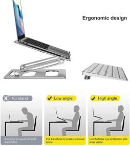 img 2 attached to 💻 Xuenair Adjustable Laptop Stand: Ergonomic Holder for MacBook Pro/Air and Dell XPS Laptops up to 17 Inches - Foldable & Portable Silver Stand with Phone Holder