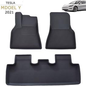 img 4 attached to 🚗 2021 Tesla Model Y Custom Fit All Weather Floor Mats - Front & Rear Full Set Liner for Ultimate Protection