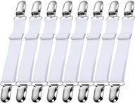 🛏️ hestya 12-piece sheet straps suspenders - adjustable bed sheet fasteners with metal clips and elastic grippers - white - ideal for home supplies logo