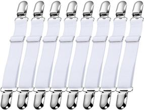 img 4 attached to 🛏️ HESTYA 12-Piece Sheet Straps Suspenders - Adjustable Bed Sheet Fasteners with Metal Clips and Elastic Grippers - White - Ideal for Home Supplies