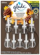 🌲 glade plugins scented oil refill, cashmere woods, 6.39 fl. oz, 9 ct. - essential oil infused wall plug in logo
