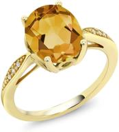 💍 14k yellow gold yellow citrine and diamond women's engagement ring (2.04 ct oval gemstone birthstone, sizes 5-9 available) logo