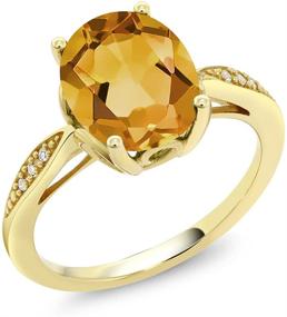 img 4 attached to 💍 14K Yellow Gold Yellow Citrine and Diamond Women's Engagement Ring (2.04 Ct Oval Gemstone Birthstone, Sizes 5-9 Available)