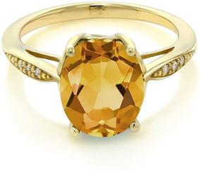 img 3 attached to 💍 14K Yellow Gold Yellow Citrine and Diamond Women's Engagement Ring (2.04 Ct Oval Gemstone Birthstone, Sizes 5-9 Available)