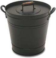pilgrim home and hearth air insulated ash bucket, 14.75″ diameter x 12.25″ width x 13″ height, lightweight 7 lbs, sleek black logo