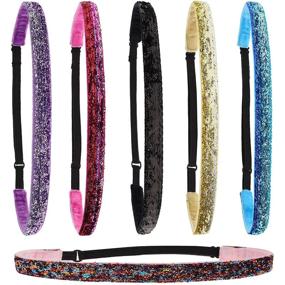 img 4 attached to 🎀 FROG SAC 6 Sparkly Glitter Elastic Headbands: Stylish and Secure Hair Accessories for Girls, Teens, and Kids!