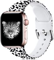 🌺 stylish fadeless floral silicone bands for apple watch 42mm 44mm se & series 6, 3, 5 4 2 1 - black leopard design, women's m/l logo