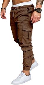 img 2 attached to 👖 Mens Cotton Cargo Pants - Fashionable Joggers Sports Sweatpants Trousers for Long-lasting Comfort