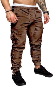 img 3 attached to 👖 Mens Cotton Cargo Pants - Fashionable Joggers Sports Sweatpants Trousers for Long-lasting Comfort