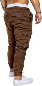 img 1 attached to 👖 Mens Cotton Cargo Pants - Fashionable Joggers Sports Sweatpants Trousers for Long-lasting Comfort