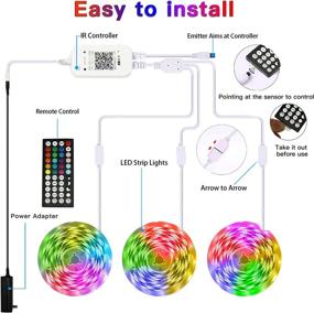 img 3 attached to 🌈 50ft RGB Led Strip Lights 5050: Color Changing Tape Light with APP Control & Remote Controller for Home Lighting, TV Backlight, Kitchen, Bar