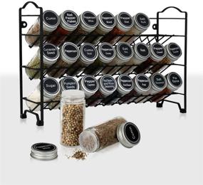 img 3 attached to 🌶️ SWOMMOLY Spice Rack Organizer: 24 Empty Round Spice Jars, 396 Labels, Chalk Marker, Funnel - Complete Set for Countertop, Cabinet, or Wall Mount