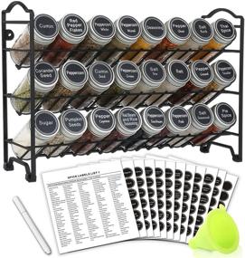 img 4 attached to 🌶️ SWOMMOLY Spice Rack Organizer: 24 Empty Round Spice Jars, 396 Labels, Chalk Marker, Funnel - Complete Set for Countertop, Cabinet, or Wall Mount