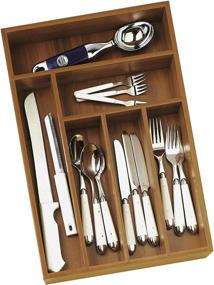 img 1 attached to 🎋 Bamboo Wood Deep Flatware Organizer by Lipper International - 6 Compartments, 12" x 17-1/2" x 2-1/2