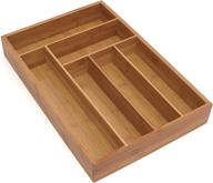 🎋 bamboo wood deep flatware organizer by lipper international - 6 compartments, 12" x 17-1/2" x 2-1/2 логотип