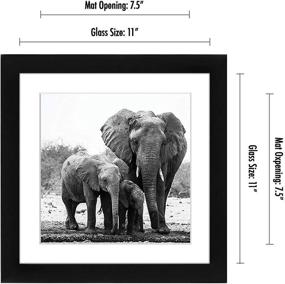 img 3 attached to Black 11x11 Picture Frame by Americanflat - Fits 8x8 With Mat and 11x11 Without Mat - Composite Wood Frame with Shatter Resistant Glass - Horizontal and Vertical Formats for Wall Display