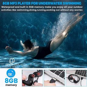 img 2 attached to IPX8 Waterproof 8GB MP3 Player Bluetooth Swimming Headphones with Noise Cancelling Mic - Waterproof Headphones for Swimming, Diving, Running, Cycling, Gym, Workout