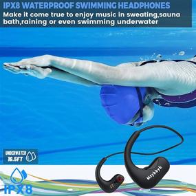 img 3 attached to IPX8 Waterproof 8GB MP3 Player Bluetooth Swimming Headphones with Noise Cancelling Mic - Waterproof Headphones for Swimming, Diving, Running, Cycling, Gym, Workout