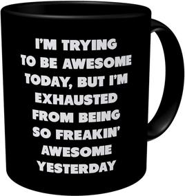 img 1 attached to 😂 Aviento Black Exhausted from Being Awesome Yesterday Funny Coffee Mug 11 oz - Perfect for a Hilarious Start to Your Day!