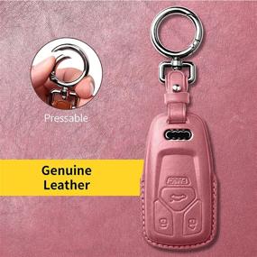 img 2 attached to Tukellen For Audi Key Fob Cover Genuine Leather With Keychain