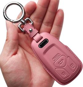 img 4 attached to Tukellen For Audi Key Fob Cover Genuine Leather With Keychain