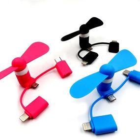 img 1 attached to 🌬️ YICHUMY 6 Packs Portable 3-in-1 Mini USB Fan for Samsung Galaxy Note 9/8, iPhone, iPad, Android Type-C & Micro-USB Phones - Powerful Handheld Cooling Solution!