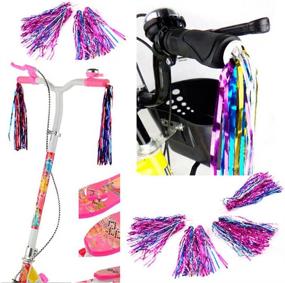 img 1 attached to 🚲 Erioctry Childrens Bike Handlebar Streamers & Grips: Sparkle Retro Pom Pom Tassels & Colorful Ribbons - Baby Carrier Accessories