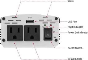 img 1 attached to 💡 Мощный преобразователь Wagan 3720 черного цвета Slim Line AC в DC - 1000Вт модифицированный синусоидальный преобразователь с истинной мощностью импульсного напряжения 2000Вт.