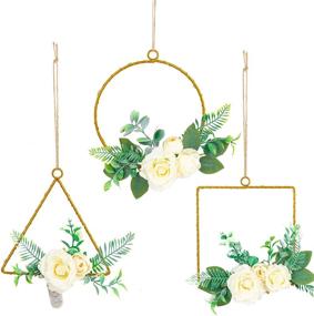 img 4 attached to FUNPENY LED Floral Hoop Wreath for Spring Summer Ramadan Decorations, Pre-lit Peony Flower Eucalyptus Wreath with Lights, Ideal Home Decor for Front Door, Wall, Indoor/Outdoor, Windows, Bedroom