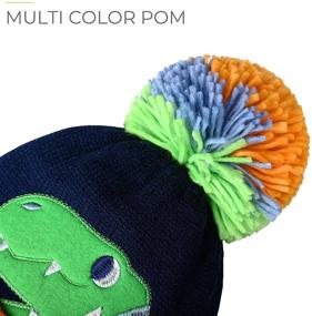 img 1 attached to 🦕 Набор вязаной шапки и перчаток для маленького мальчика с дизайнами Динозавра, Монстра и Крокодила, выпущенный брендом ACCSA для зимы.