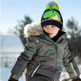 img 3 attached to 🦕 Набор вязаной шапки и перчаток для маленького мальчика с дизайнами Динозавра, Монстра и Крокодила, выпущенный брендом ACCSA для зимы.