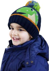 img 2 attached to 🦕 Набор вязаной шапки и перчаток для маленького мальчика с дизайнами Динозавра, Монстра и Крокодила, выпущенный брендом ACCSA для зимы.