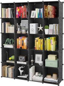 img 4 attached to 📚 KOUSI Portable Storage 20 Cubes-14"x14" (Sturdy Load-Bearing Metal Panel) Modular Bookshelf Units, Clothes Storage Shelves, Room Organizer in Black