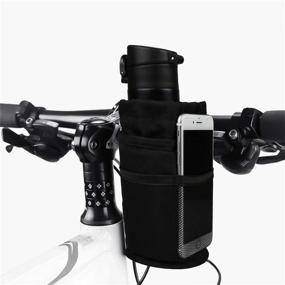 img 4 attached to 🚲 Tiekoun Bike Water Bottle Holder Bag - 2 Pack Insulated Cup Holder for Bike, Boat, Scooter, Wheelchair - R&B-602