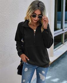 img 2 attached to 👚 PRETTYGARDEN Women's Casual Long Sleeve Lapel Zipper Sweatshirt with Drawstring - Loose Pullover Top