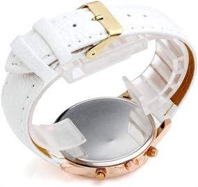 img 1 attached to Top Plaza Women's Analog Watch, Rose Gold Tone PU Leather Band - White