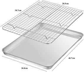 img 3 attached to 🍽️ Wildone Stainless Steel Baking Sheet with Rack Set - Non Toxic, Heavy Duty, and Easy to Clean - Includes 2 Pans and 2 Racks - 16 x 12 x 1 Inch Size