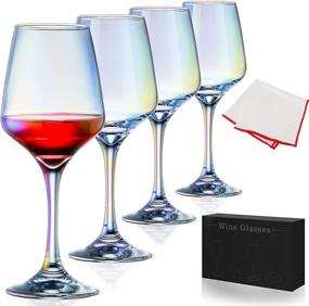 img 4 attached to 🍷 Iridescent Red Wine Glasses: Elegant Stemware for Wine Tasting, Weddings, and Special Occasions - Set of 4, 13 Oz