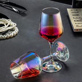 img 3 attached to 🍷 Iridescent Red Wine Glasses: Elegant Stemware for Wine Tasting, Weddings, and Special Occasions - Set of 4, 13 Oz